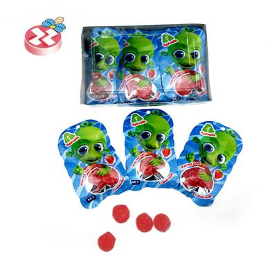 China 16g Glucose Newest Item Gummy Candy In Alien Shape Soft Bag Jelly Ball Candy Packing Round for sale