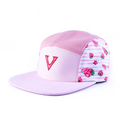 China COMMON Custom Full Floral Printing 5 Panel Hats, Wholesale 5 Panel Snapback Hats for sale