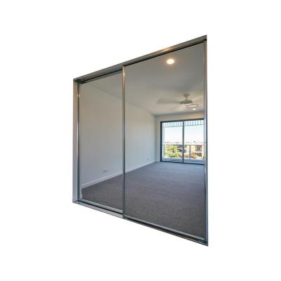 China (Height) Adjustable Glass Door Sliding Sliding Door For Wardrobe Silver Mirror Professional Design for sale