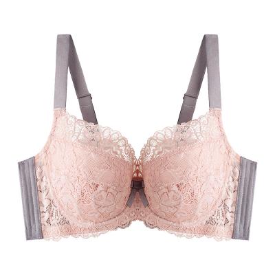 China Soft Steel Ring Big Size Bra Cup Ladies Lingerie Lace Embroidery Breathable Large Size Thin Sexy Underwear Pump for sale