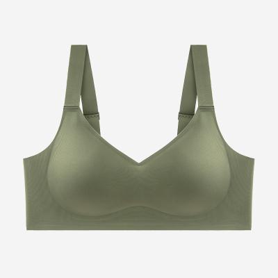 China Large Bust Large Size Women Underwear Seamless Soft Comfortable Breathable Cup Bra Radio Plus Full Size Cup Bra for sale