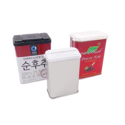 China Custom Printing Empty Food Grade Decorative Spice Tin Boxes With Plastic Lid for sale