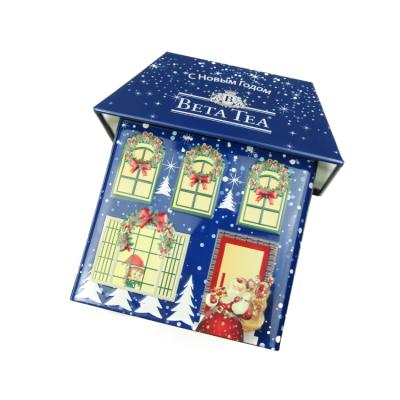 China High Quality Watch House Shaped Cookies Tin Box For Christmas Gift en venta