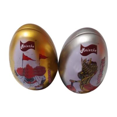 China Recycled Material New Material Design Metal Candy Packaging Recyclable Egg Shape Tin Box Packing for sale