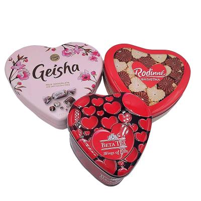 China High Quality Recycled Materials Heart Shape Candy Chocolate Cookies Tin Box for sale