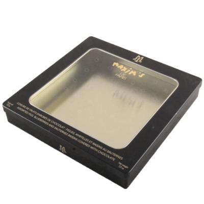 Chine Competitive Price Recyclable Promotional High Security Metal Rectangular Chocolate Tin Box With Window à vendre