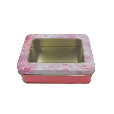 Chine Good Material Design Reused Custom Logo Packaging Cosmetic Metal Tin Rectangle Box With Window à vendre