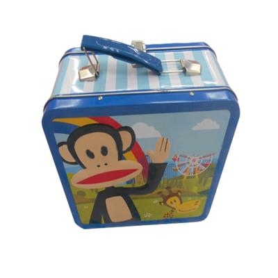 China Gift & Craft Customized Design Nice Rectangular Tin Lunch Box With Plastic Handle en venta