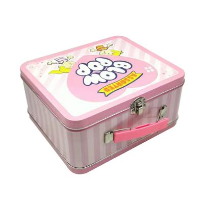 中国 Recyclable Rectangular Tin With Handle Plastic Children's Metal Lunch Box For Kids 販売のため