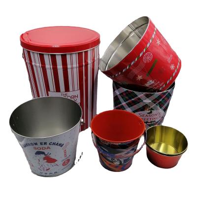 China Factory Wholesale Recycled Materials Custom Made All Kinds Of High Quality Tin Container Sizes Exquisite Series Bucket Gift Bucket Tin Box for sale