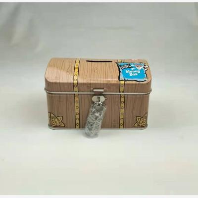 China Recyclable Metal Square Tin Coin Tin Box Coin Tin Container With Lock Te koop