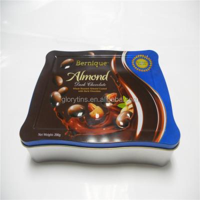 China Food Chocolate Packaging Tin Box With Unique Embossing Pretty Rectangular Te koop