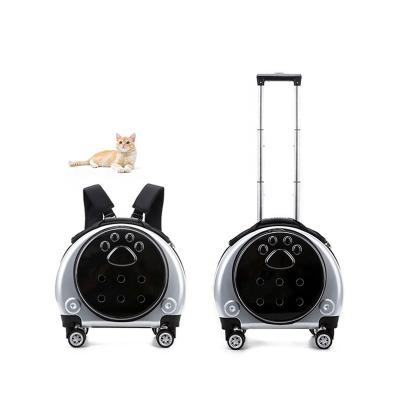 China Dog Cat Breathable Transparent Pet Trolley Backpack For Travel for sale