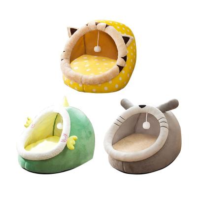 China Large Stocked Indoor Fluffy Soft Pet Bed House With Ball For Cats for sale