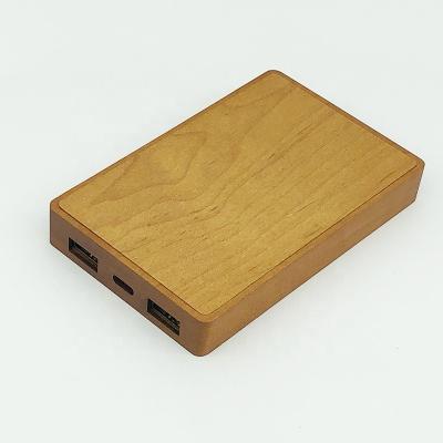 China Mobile Phone Trending Hot Products Wooden Portable Power Bank 5000mAh Wireless Power Bank for sale