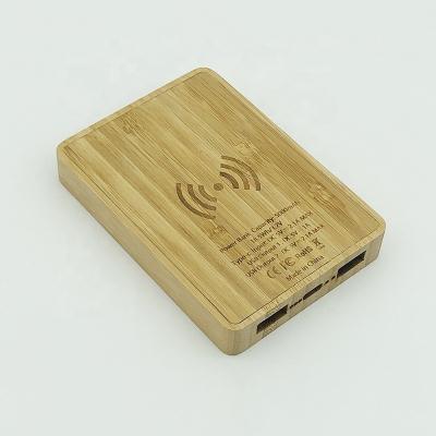 China High Quality Bamboo Mobile Phone Power Bank Custom Wireless 5000mAh Mobile Charger ECO for sale