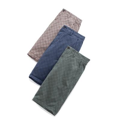 China New British Bermuda Men's Anti-wrinkle SABIN Summer High Quality Fashion Style Checker Khaki Shorts Print Slim Fit Casual Twill Pants for sale