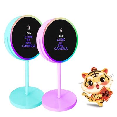 China 2022 Round Photo Booth Mirror Photobooth Mirror Photobooth Machine LED Frame Touch Screen Photo Booth OEM Selfie Round Photo Booth USA for sale