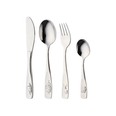 China Viable Kids Cutlery Set Stainless Steel Children Flatware Cartoon Child Silverware for sale