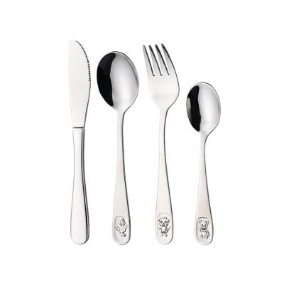 China Viable Cute Cutlery Set Stainless Steel Kids Cutlery Set Kids Silverware Fork Knife Spoon For Kids for sale