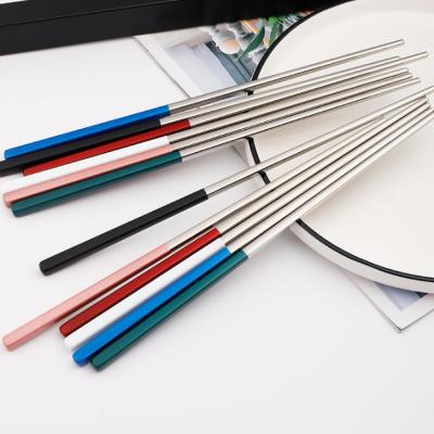 China 304 Viable Colorful Silver Stainless Steel Handle Chopsticks Metal Chopsticks For Sale for sale