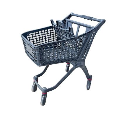 China Unfolding Cheap Price 100L Grey Plastic Market Supermarket Shopping Trolley Cart For Sale for sale