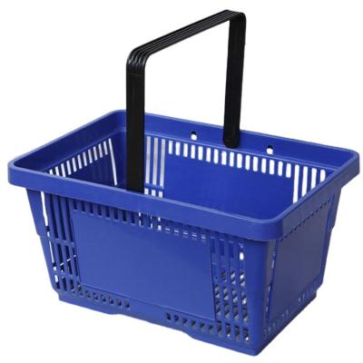 China 1) Supermarket 2)stores Wholesale Blue Red Plastic Supermarket Shopping Basket With Single Handle for sale