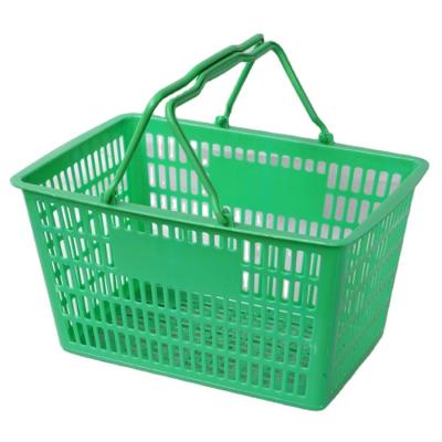 China 1) Supermarket 2)stores Factory Price Red Green Double Handle Plastic Material Supermarket Shopping Basket for sale