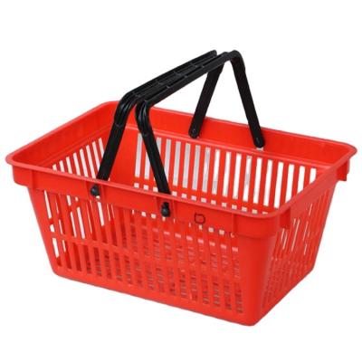 China 1) Supermarket 2)stores 28 Litres Double Handle Plastic Shopping Storage Basket For Supermarket for sale