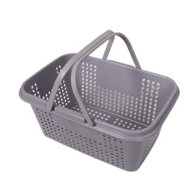 China 1) Supermarket 2)stores Cheap Price Grey Plastic Double Handle Mini Supermarket Shopping Basket for sale