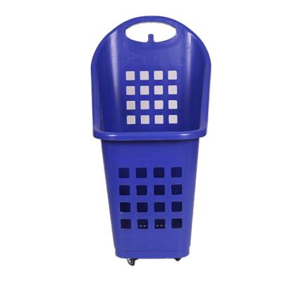 China 1) Supermarket 2)stores Hot-Selling Multicolor Plastic Supermarket  Shopping Basket With 4 Wheels for sale