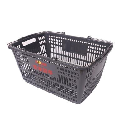 China 1) Supermarket 2)stores Factory Price Double Handle Plastic Market Retail Store Supermarket Shopping Basket for sale