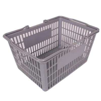 China 1) Supermarket 2)stores Eco-Friendly Grey Mini Double Handle Plastic Supermarket Shopping Basket for sale