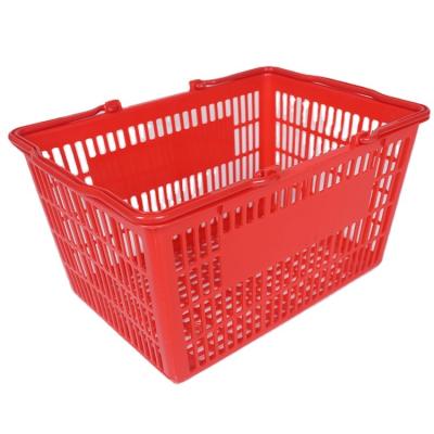 China 1) Supermarket 2)stores Customized Wholesale Plastic Double Handle Supermarket Shopping Basket for sale