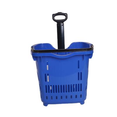 China 1) Supermarket 2)stores Custom Logo Durable 2 Wheels Supermarket Shopping Basket For Retail Stores for sale