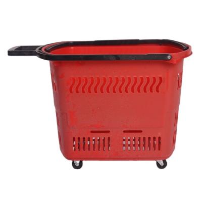 China 1) Supermarket 2)stores Large Volume Great Quality Plastic Rolling Grocery Supermarket Shopping Basket for sale