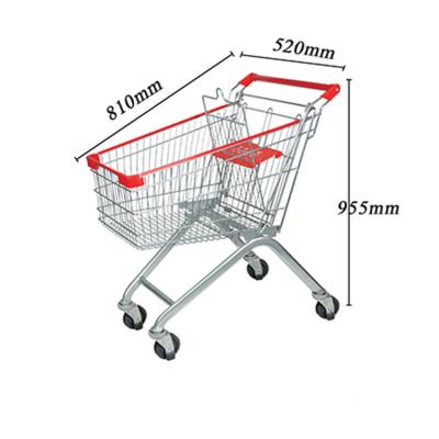 China Unfolding High Capacity Metal 4 Wheel Supermarket Shopping Trolleys Carts For Sale for sale