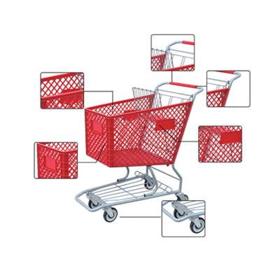 China Folding Heavy Duty Luxury Big American Style Plastics Supermarket Shopping Cart for sale