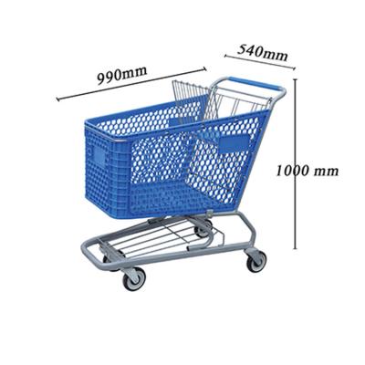 China Folding Wholesale Plastic Folding Shopping Cart Trolley With 4 Double Silent Wheels for sale