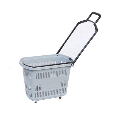 China 1) Supermarket 2)stores Wholesale Grey Retail Store Supermarket Shopping Basket Trolley With Wheel for sale