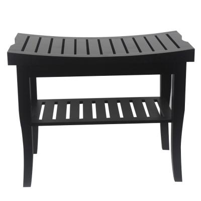 China Modern Bathroom Wholesale Goods Black Bamboo Shower Bench Chair Wooden Stool for sale