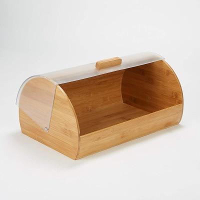 China Eco-friendly Bamboo Rolltop Bread Storage Box, Kitchen Bread Box, Bamboo Bread Bin for sale