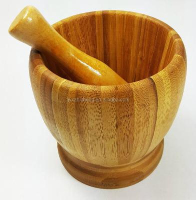 China Great inexpensive custom made bamboo mortar and pestle used for crushing ginger, garlic, pepper, herb, fruit and etc. for sale