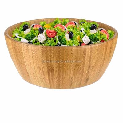 China Sustainable Wholesale Large Round Bamboo Salad Party Serving Bowl for sale