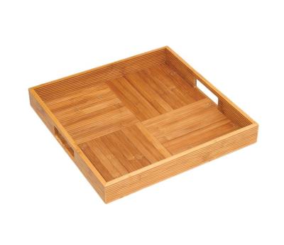 China Sustainable high quality bamboo wooden tray /bamboo food serving bed table tray for sale