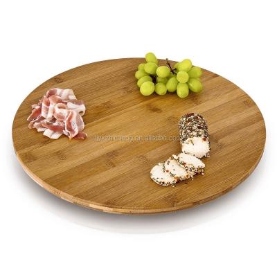 China Sustainable Cheap Round Bamboo Rotating Food Serving Tray Healthy Bamboo Food Serving Board for sale