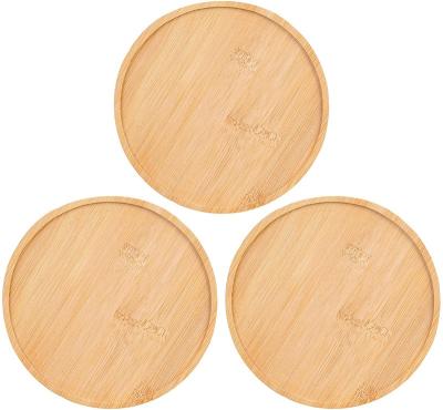 China Eco-friendly round bamboo indoor succulent drainage pot planter saucer plant bamboo trays stand for flower pot wholesale for sale