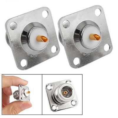 China Jack RF Panel Mount Connector Silver 4 Holes N Female Great Vibration for sale