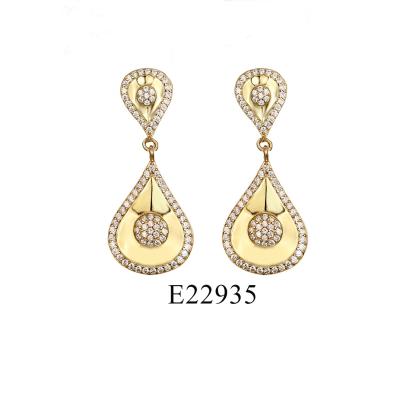 China Fashion TREND Jewelry 925 Sterling Silver Gold Plating Cubic Zirconia Luxury Drop Earrings for sale