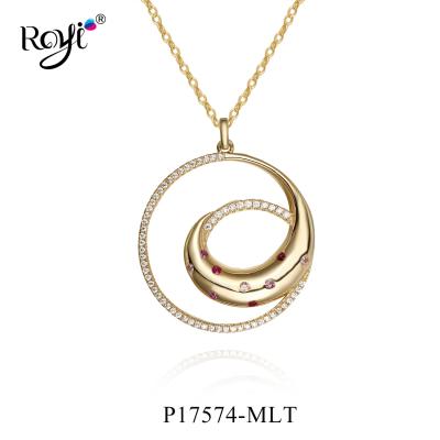 China Fashion CLASSIC Oval Shape Shiny Multi Color Zircon 14K Gold Sterling Silver 925 Pendant for sale